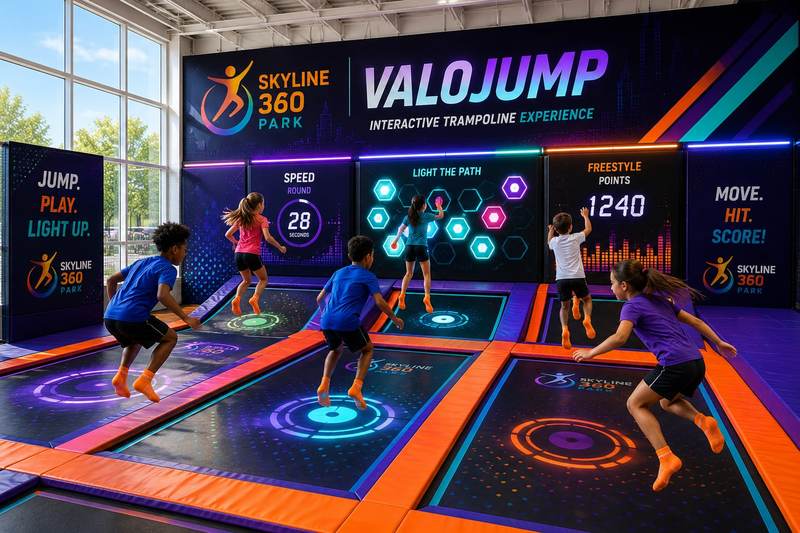ValoJump interactive trampoline game screens