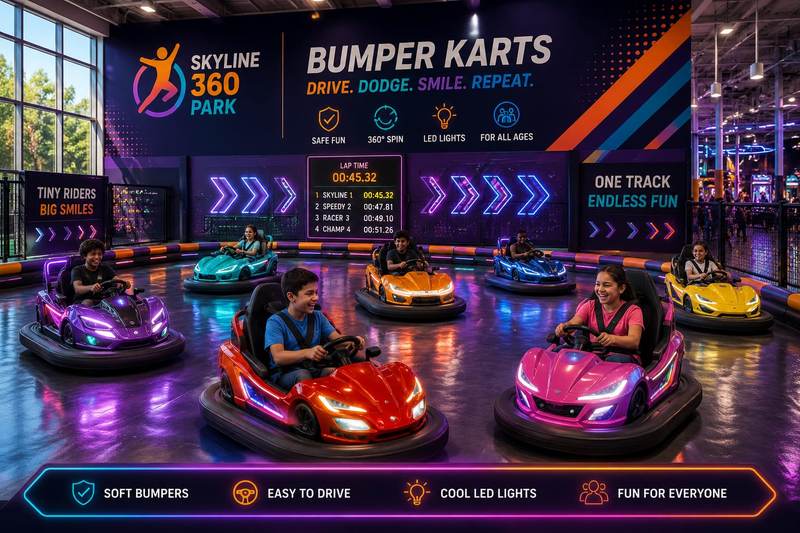 Bumper karts on the indoor track