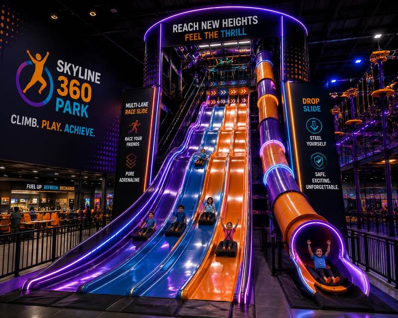 Guests racing down the multi-lane slides